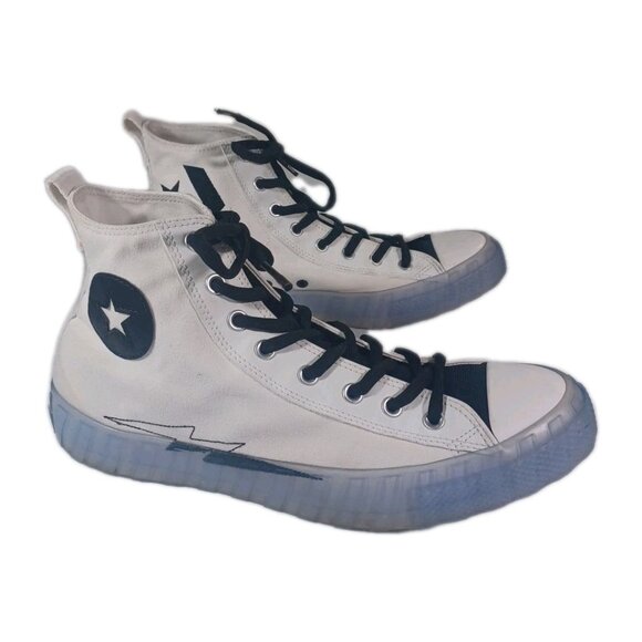 Men 14 Converse Chuck Taylor White Hi High Top Clear Translucent Blue Ice Soles - Picture 3 of 11